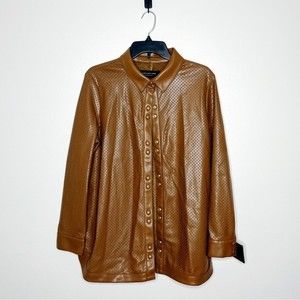 New Marc New York Andrew Marc Faux Leather snap button shacket Small Shirt
